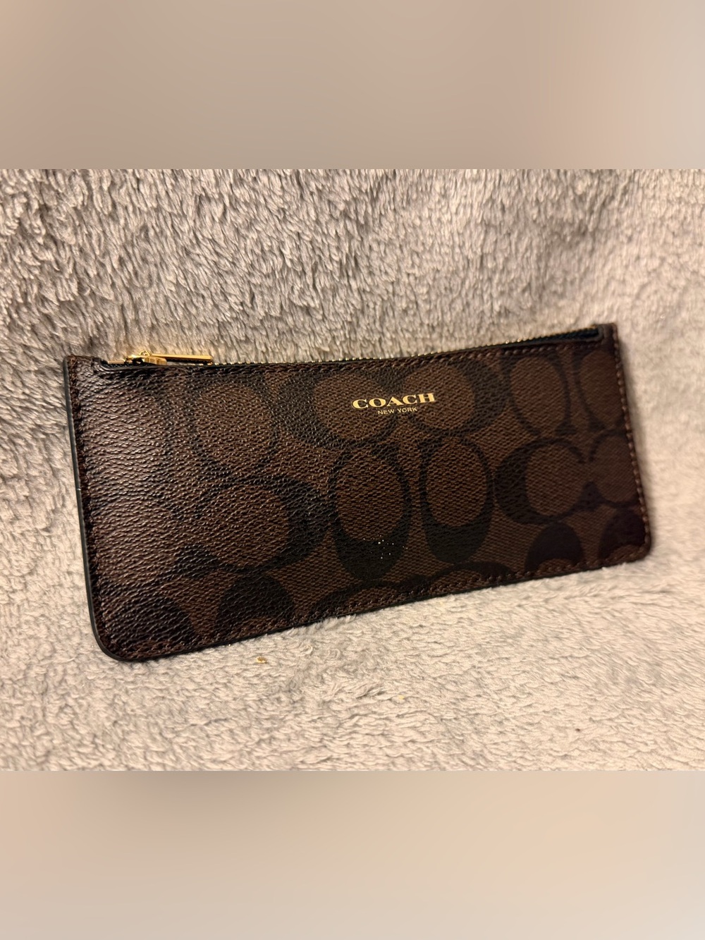 Coach Brown Signature Zip Card Case Wallet - Picture 3 of 6